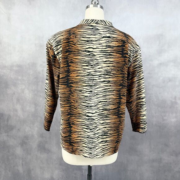 VTG Cactus Flower Womens Western Blouse Size Medium Zebra Stripe Cowgirl Rodeo - Picture 2 of 8